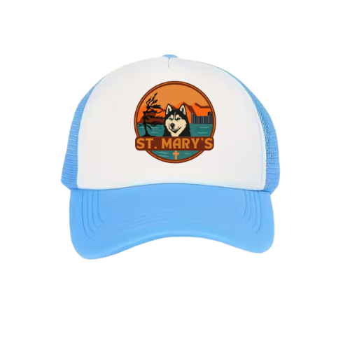 House Water St. Mary's Logo Snapback Hat - Pastel Blue / White