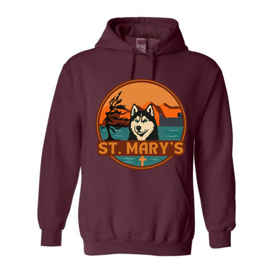 House Red Youth Personalized St. Mary's Oversize Logo Hooded Sweatshirt - Maroon