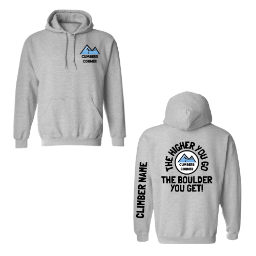 Climbers Corner Higher You Go Hooded Sweatshirt - Sport Grey (Youth & Adult)
