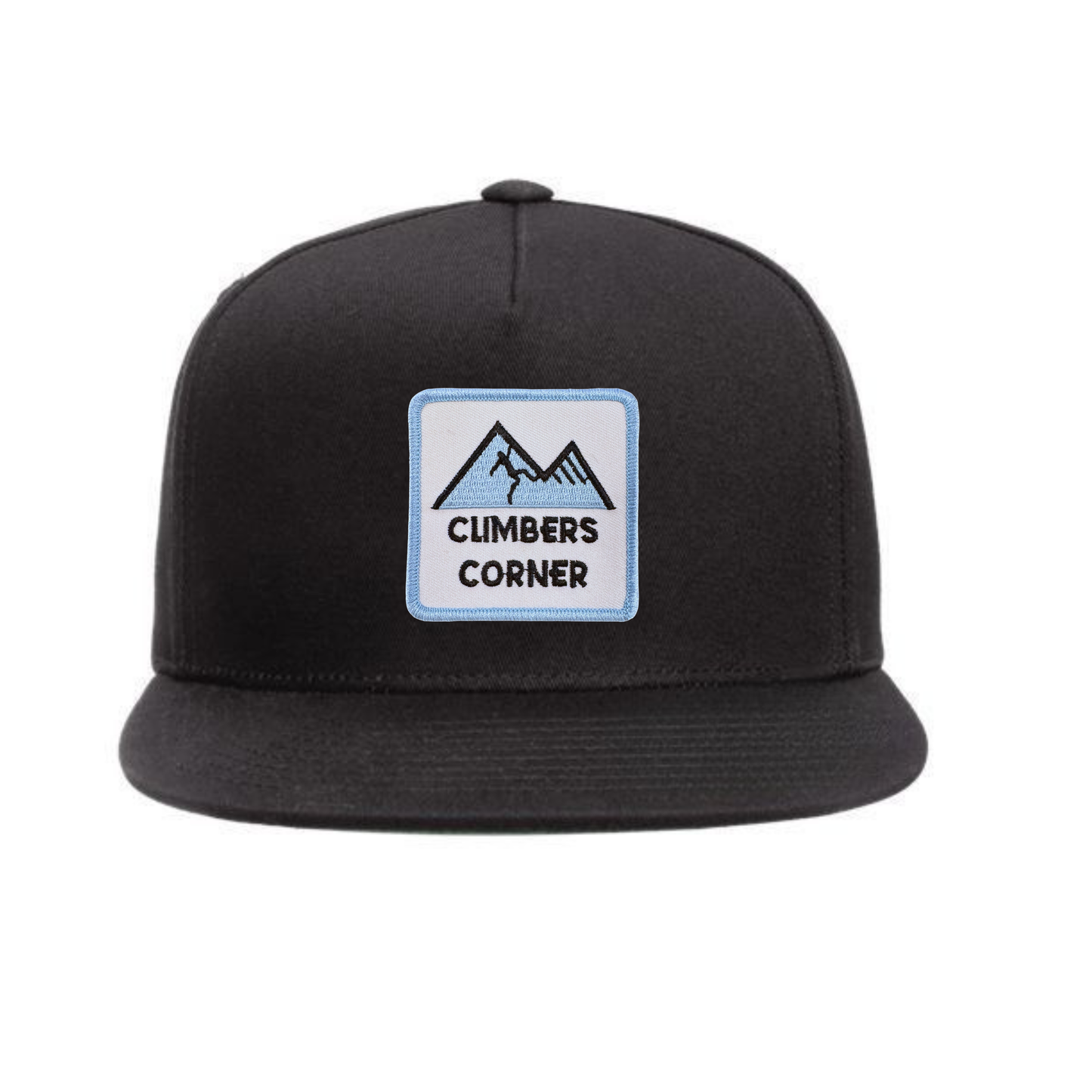Climbers Corner Patch Five-panel Flat-Bill Hat - Black / Black