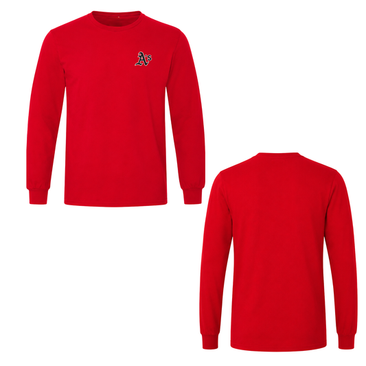 Annette Baseball Long Sleeve Shirt - A's Mini Logo - Red