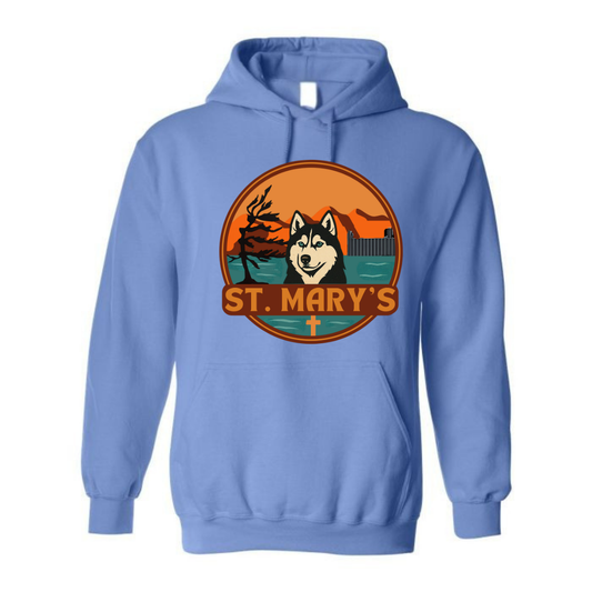 House Water Youth Personalized St. Mary's Oversize Logo Hooded Sweatshirt - Carolina Blue