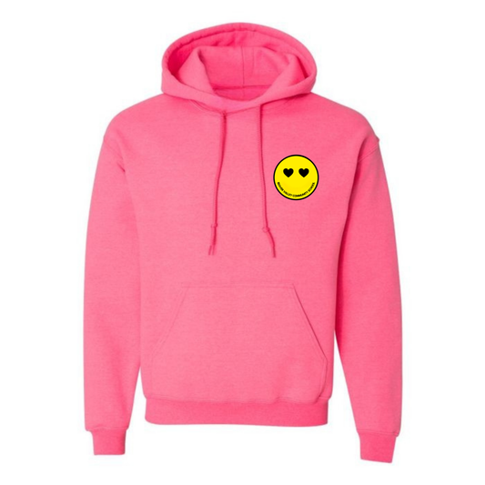 Adult Personalized BVCS Heart Smile Hooded Sweatshirt - Safety Pink