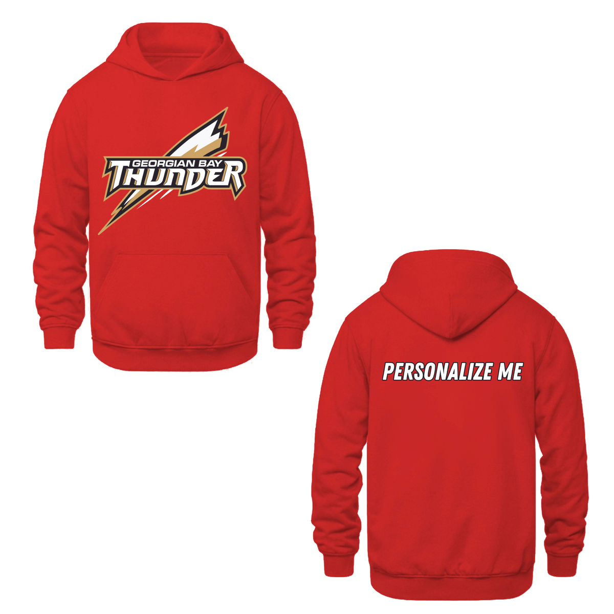 Georgian Bay Thunder Oversize Logo Hooded Sweatshirt - Red / Optional Personalization
