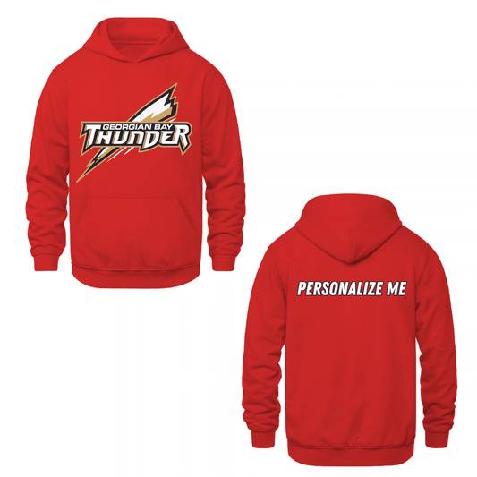 Georgian Bay Thunder Oversize Logo Hooded Sweatshirt - Red / Optional Personalization
