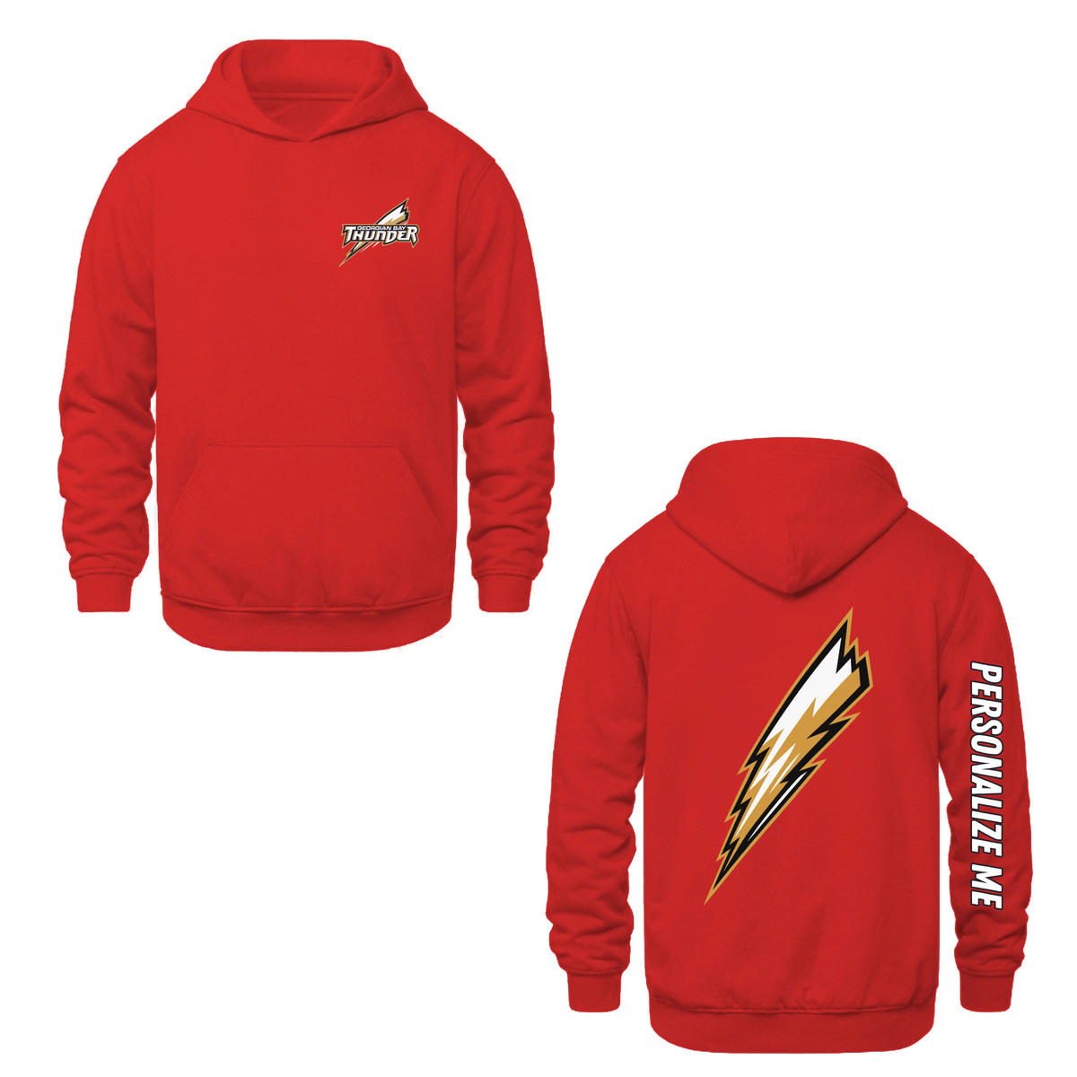 Georgian Bay Thunder Bolt Hooded Sweatshirt - Red / Optional Personalization