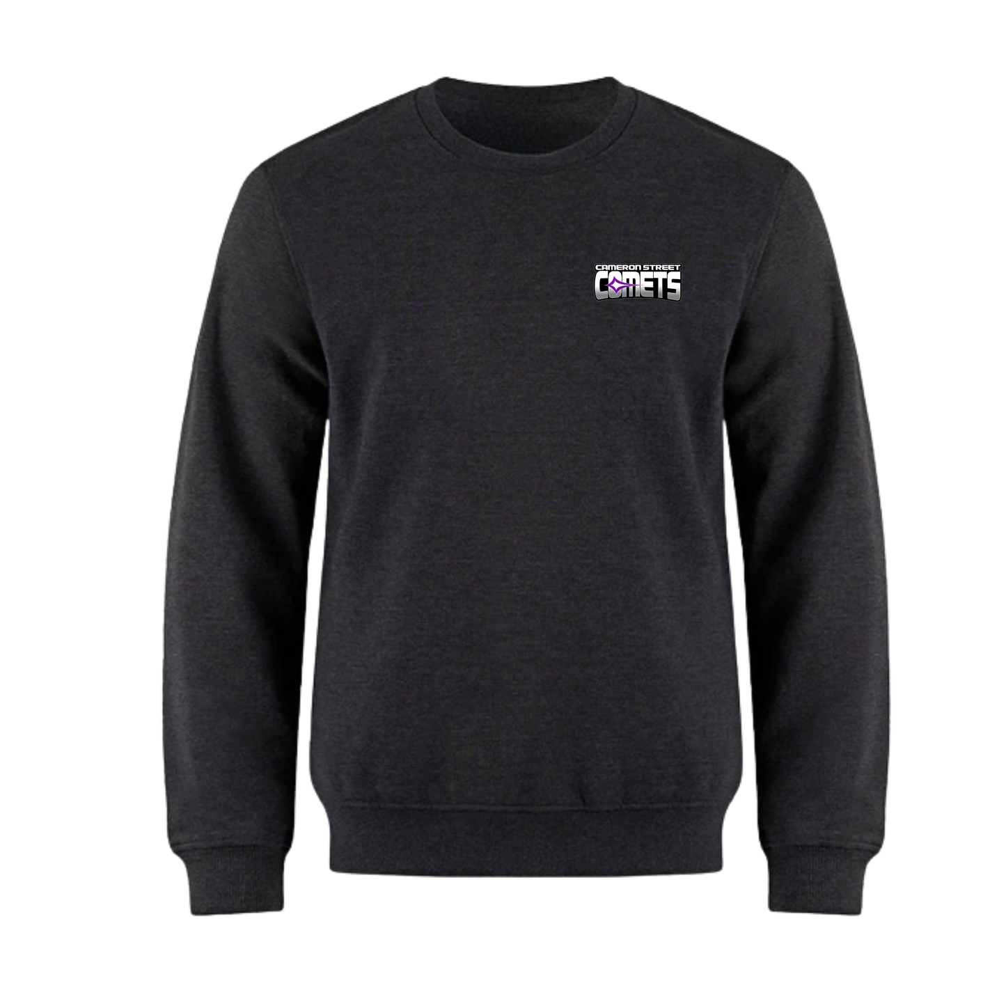 Cameron Street Comets Crewneck Sweatshirt - Black / Mini Purple Logo
