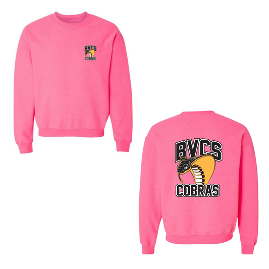 BVCS Crewneck Sweatshirt - Mini Cobra / Large Cobra - Safety Pink