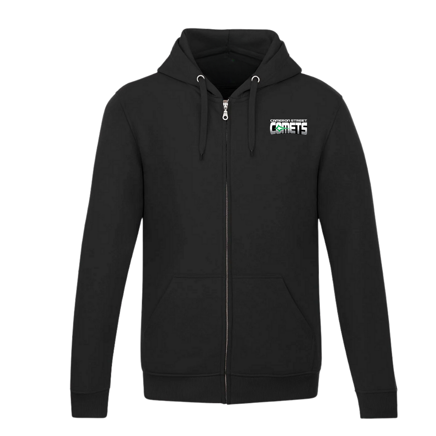Cameron Street Comets Zip-Up Hooded Sweatshirt - Black / Mini Green Logo