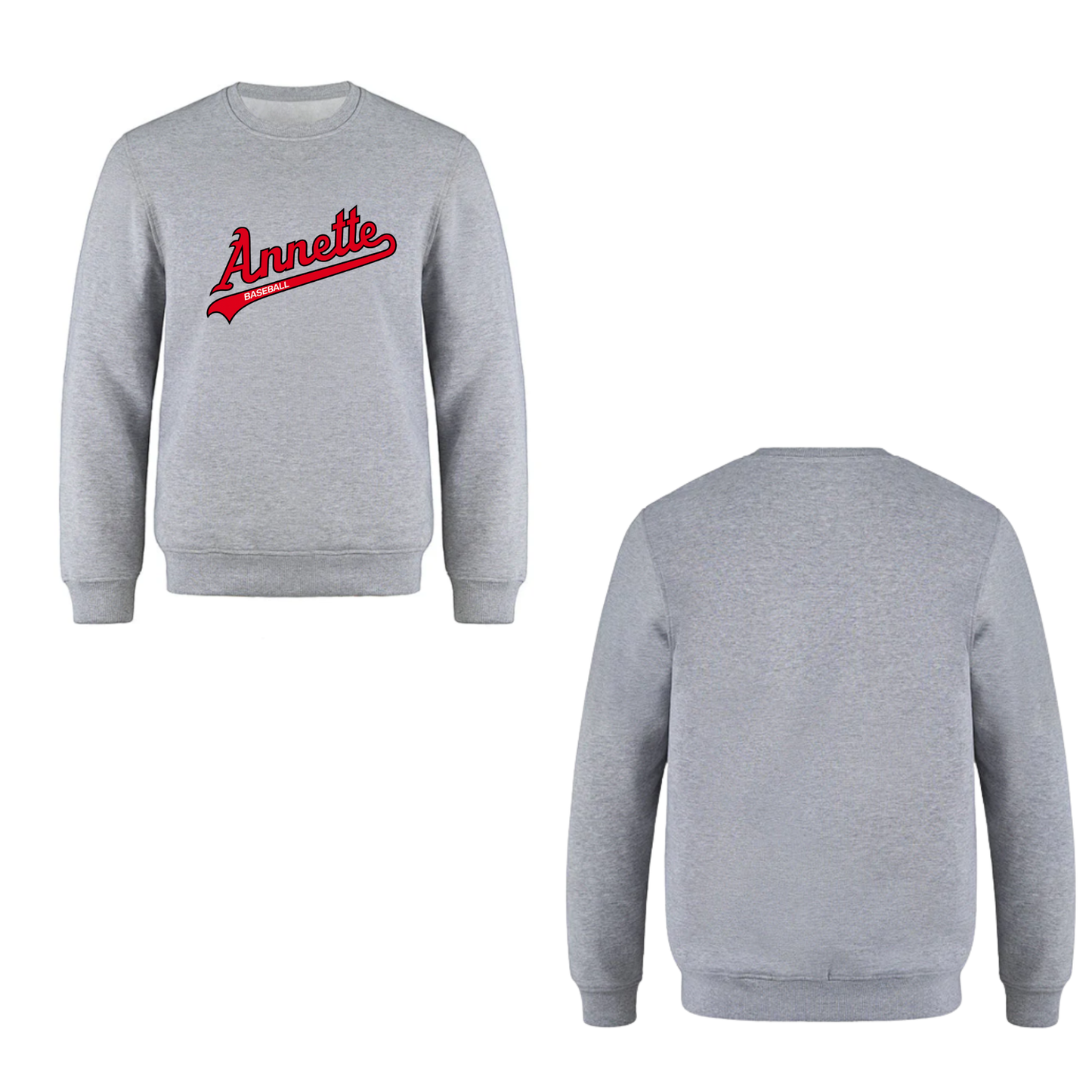 Annette Baseball Oversize Script Logo Crewneck Sweatshirt - Grey