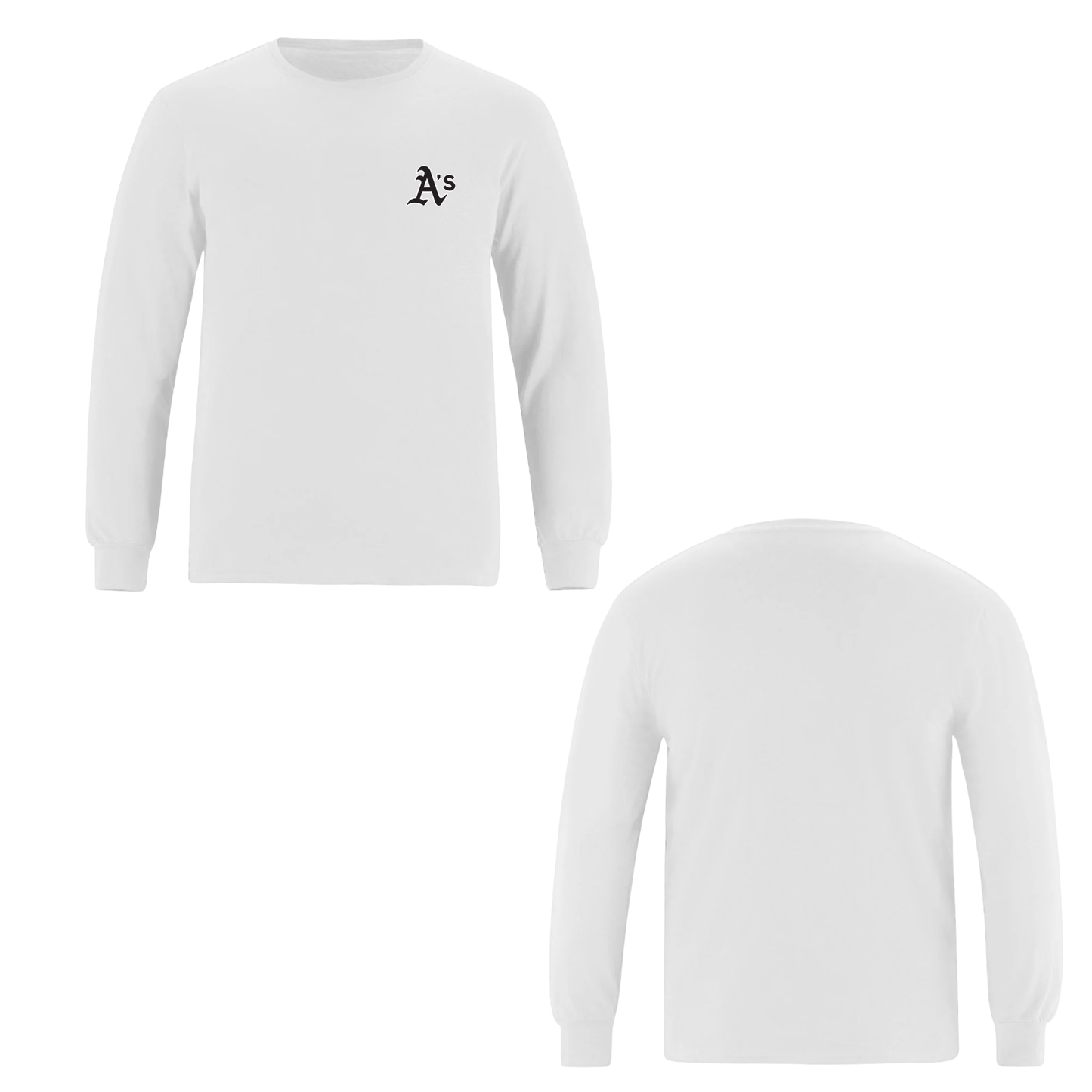 Annette Baseball Long Sleeve Shirt - A's Mini Logo - White