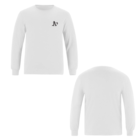 Annette Baseball Long Sleeve Shirt - A's Mini Logo - White
