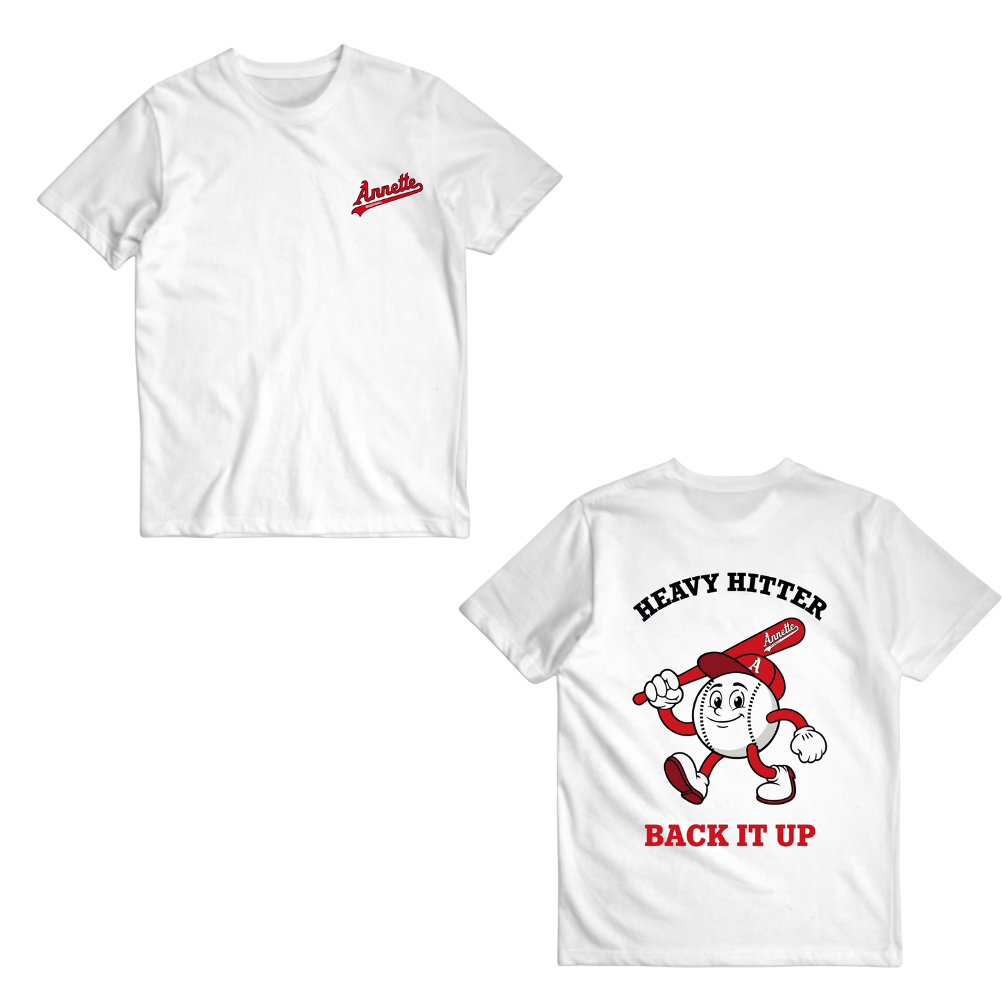 Annette Baseball Short Sleeve Shirt - Heavy Hitter Tee - White