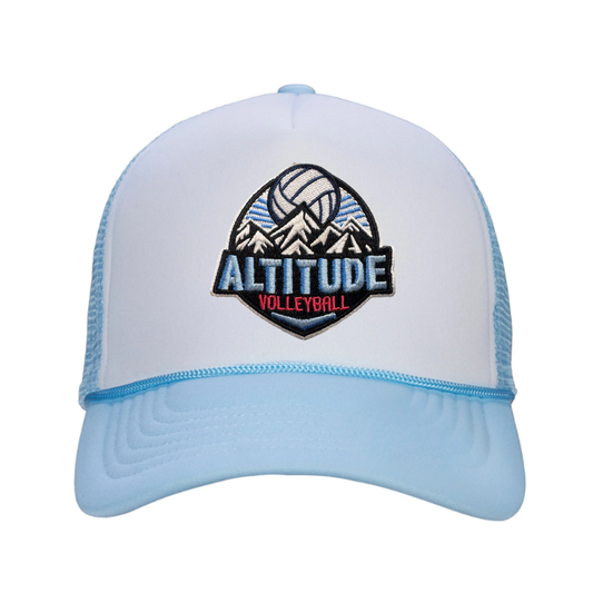 Altitude Patch Snapback Trucker Hat - Pastel Blue / White
