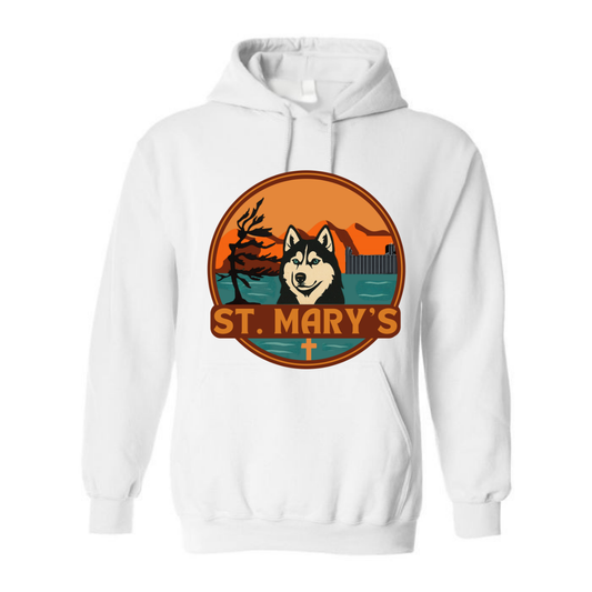 House Wind Youth Personalized St. Mary's Oversize Logo Hooded Sweatshirt - White