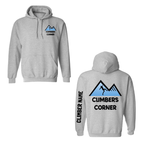 Climbers Corner Dual Logo Hooded Sweatshirt - Sport Grey (Youth & Adult)