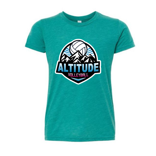Personalized Altitude Volleyball Oversize Logo Tee - Teal Triblend