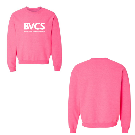 BVCS Crewneck Sweatshirt - Oversize Logo - Safety Pink