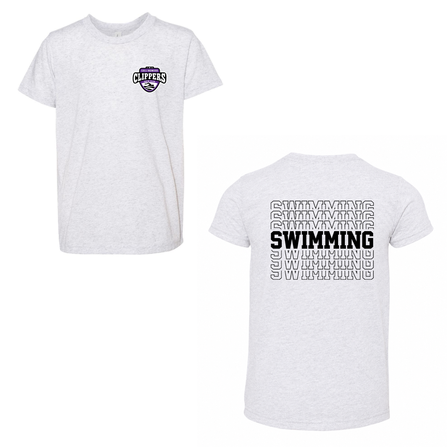 Collingwood Clippers Swimming Short Sleeve Shirt - White Fleck Triblend