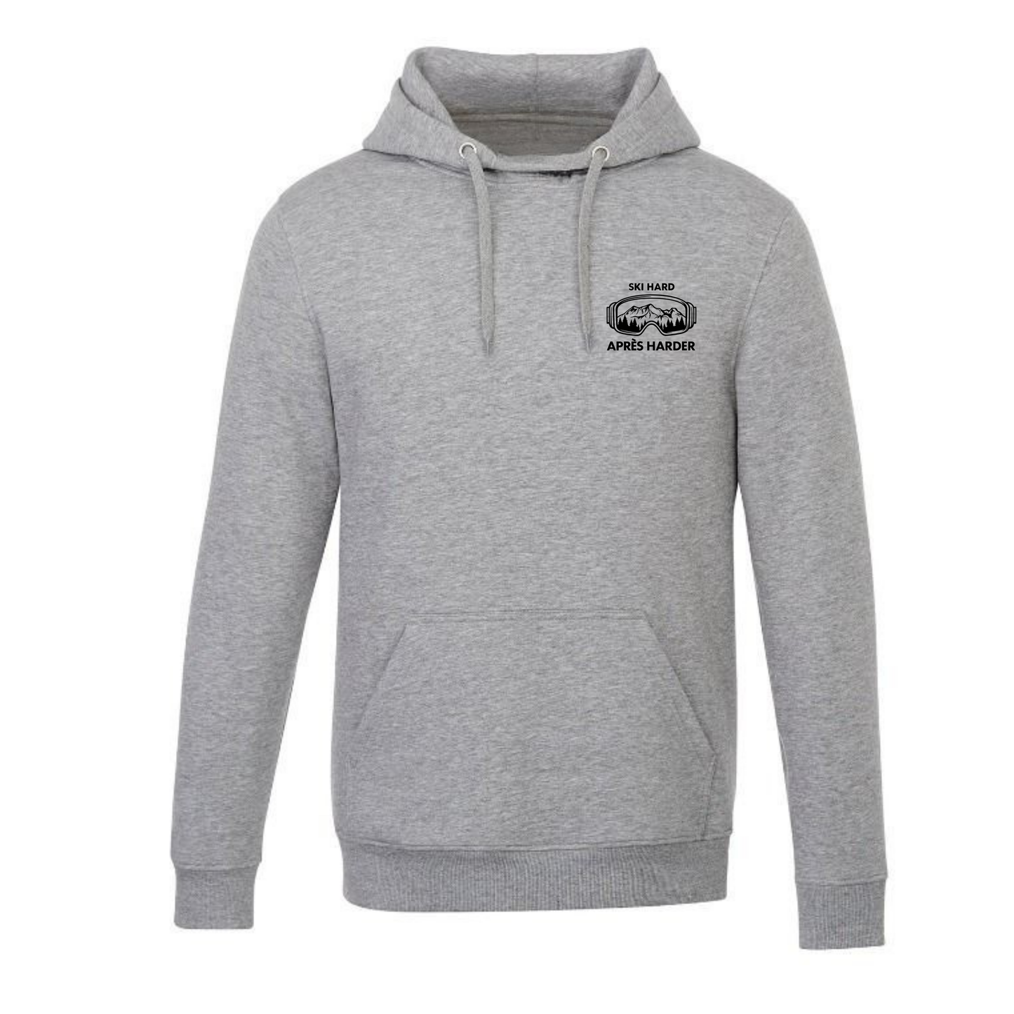 Ski Hard / Après Harder Adult Hooded Sweatshirt - Athletic Grey Heather