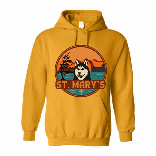 Youth Personalized St. Mary's Oversize Logo Hooded Sweatshirt - Gold