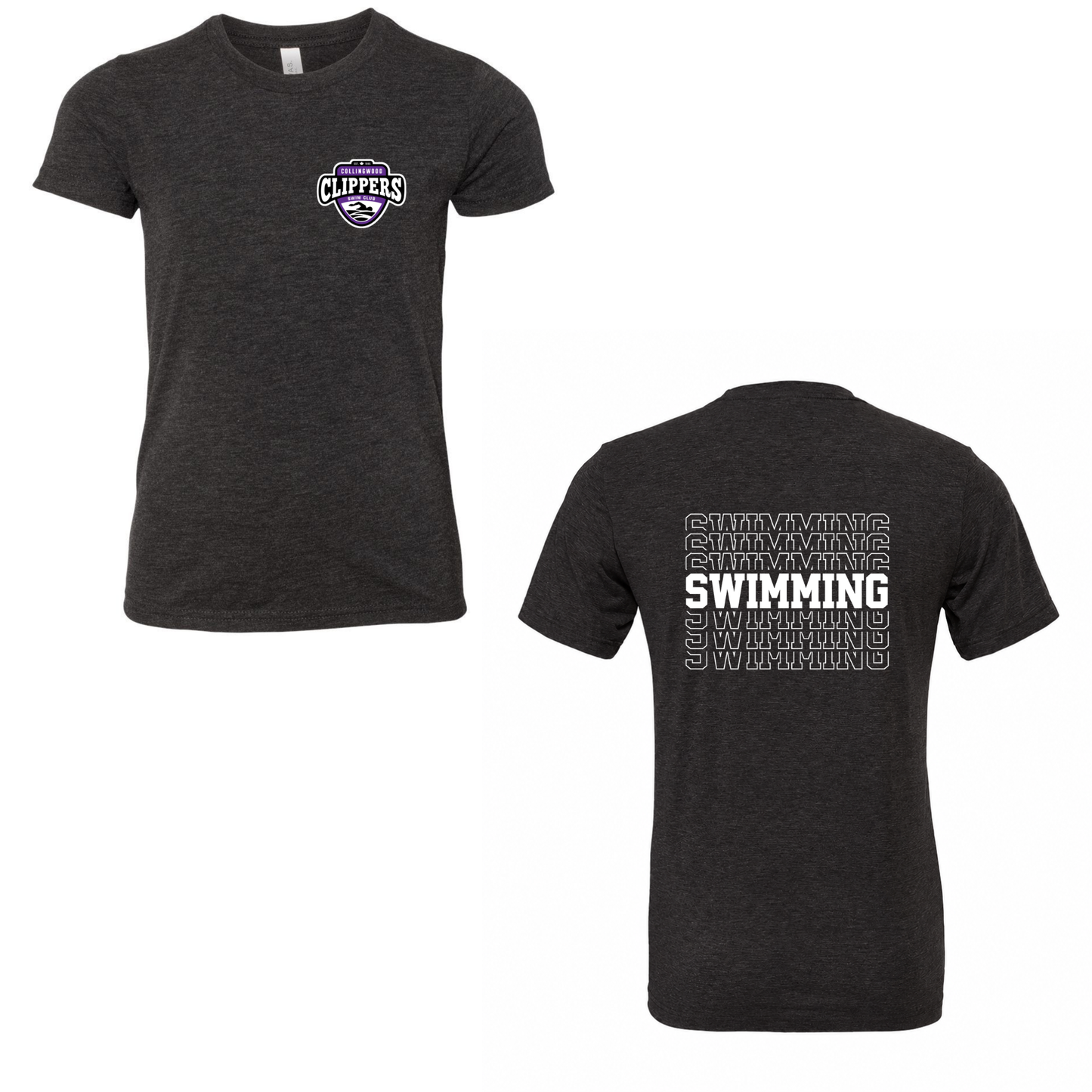 Collingwood Clippers Swimming Short Sleeve Shirt - Charcoal Black Triblend