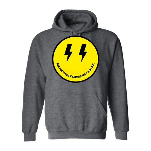 Youth Personalized BVCS Oversize Bolt Smile Hooded Sweatshirt - Dark Heather
