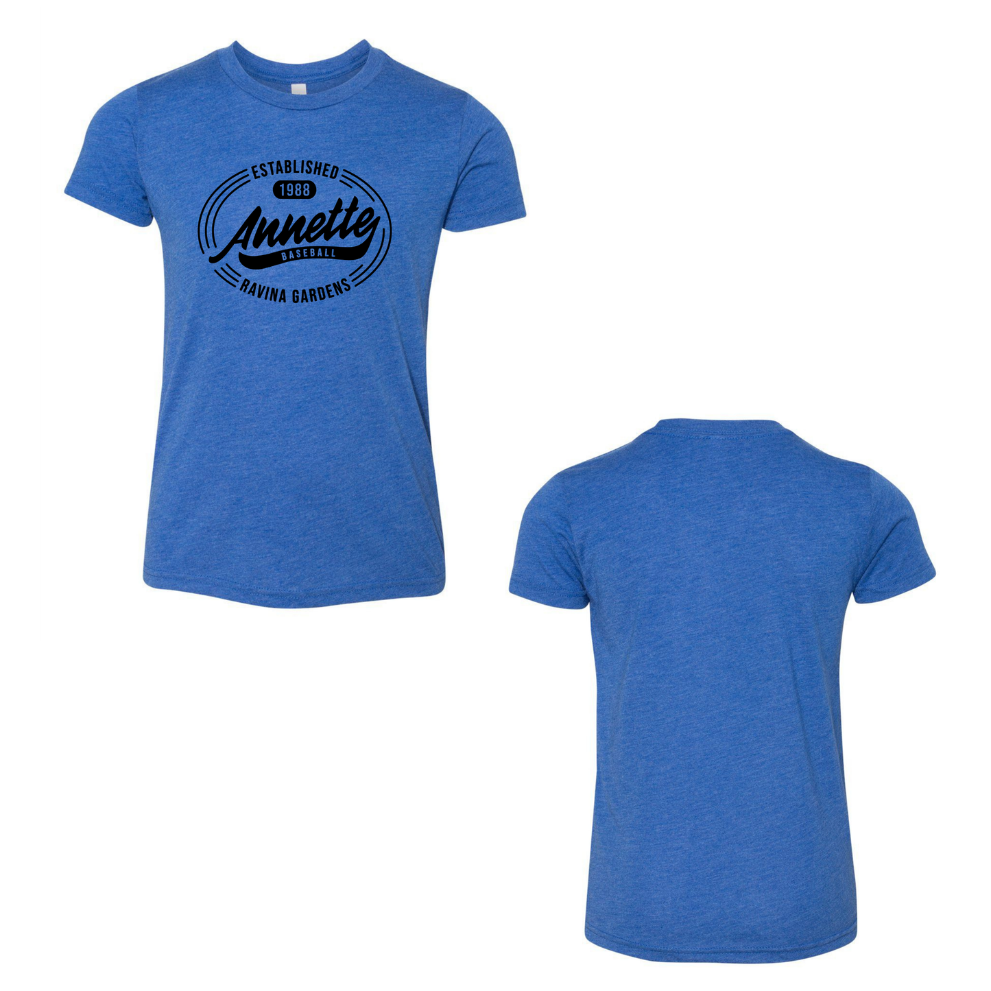 Annette Baseball Short Sleeve Shirt - Vintage Logo Tee - True Royal Triblend