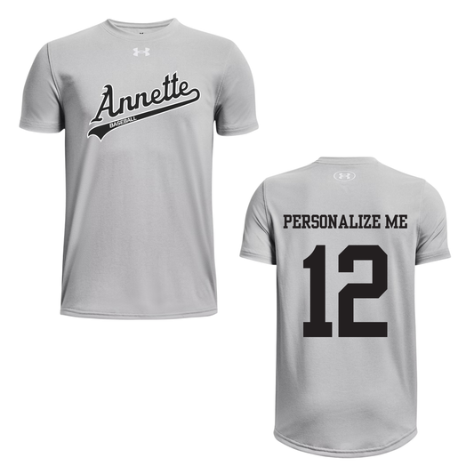 Annette Baseball x Under Armour Black Script Logo - Grey / Personalized