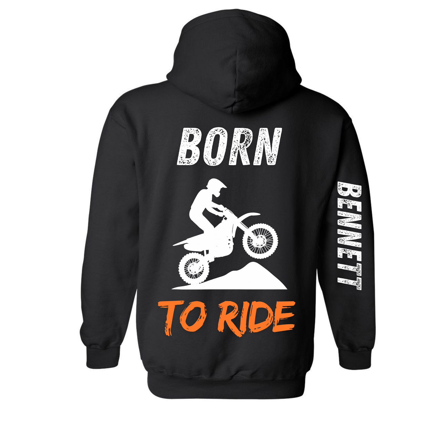 Youth Personalized Born to Ride Hooded Sweatshirt - Black
