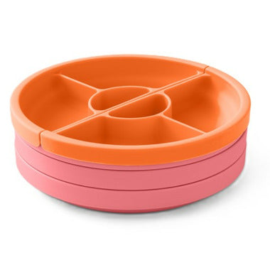 OMIE Easy Scoop Plate Set - 3 Plates + 2 Dividers - Pink