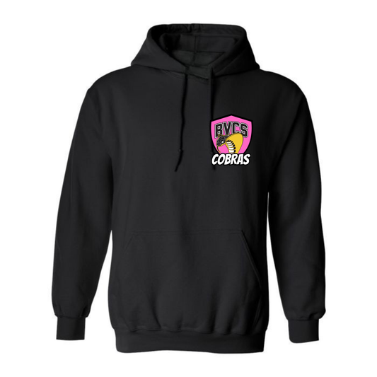 Adult Personalized BVCS Neon Pink Cobra Hooded Sweatshirt - Black