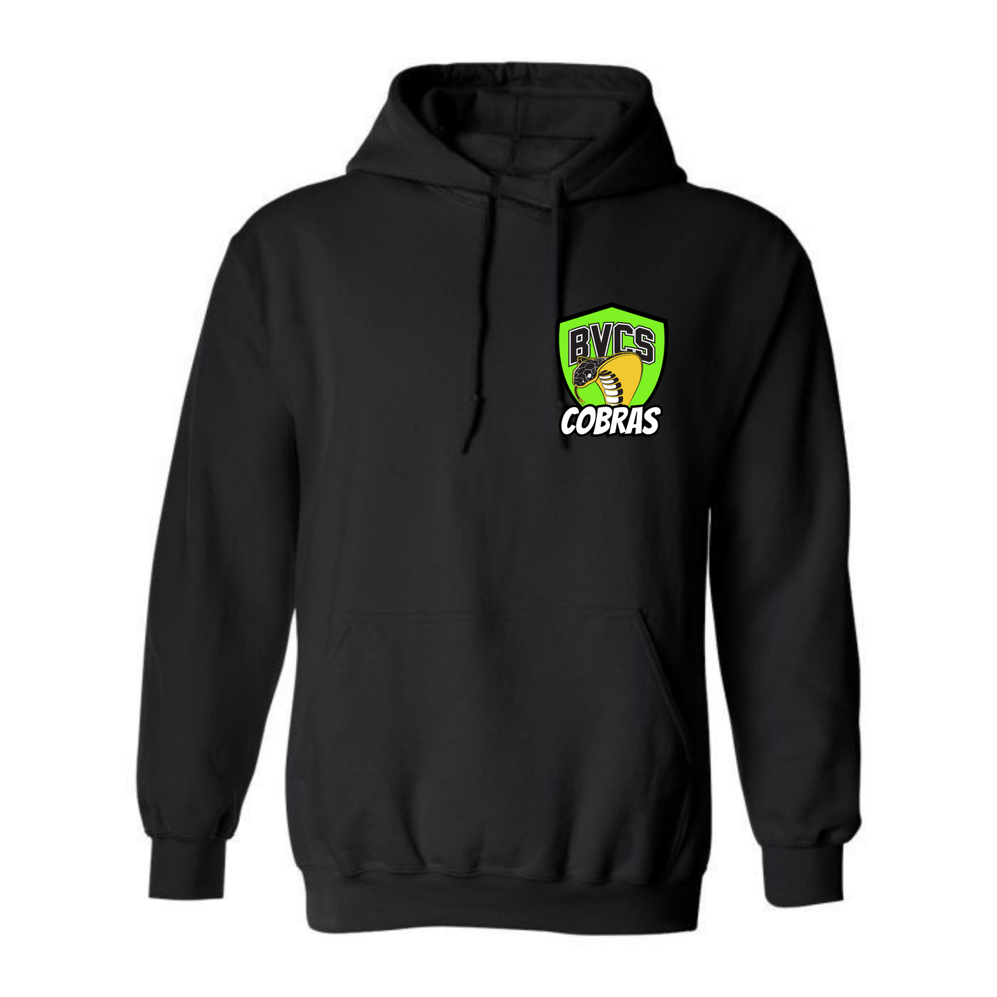 Adult Personalized BVCS Neon Green Cobra Hooded Sweatshirt - Black