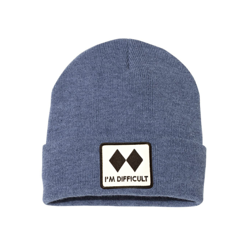 I'm Difficult Patch Knit Toque - Heather Navy