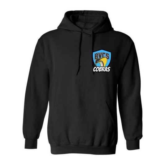 Adult Personalized BVCS Neon Blue Cobra Hooded Sweatshirt - Black