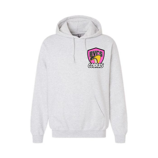 Adult Personalized BVCS Neon Pink Cobra Hooded Sweatshirt - Ash