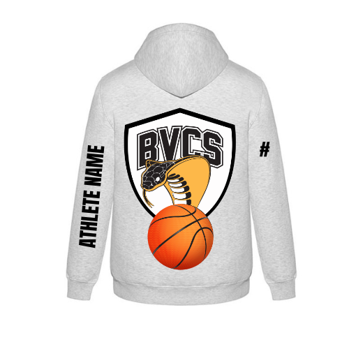 BVCS Basketball Personalized Dual Logo Hooded Sweatshirt - Ash (Youth & Adult)