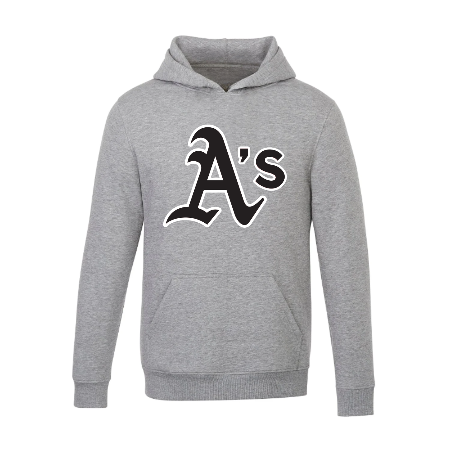 Annette Baseball Hooded Sweatshirt - "A's" Logo /  Personalized - Grey