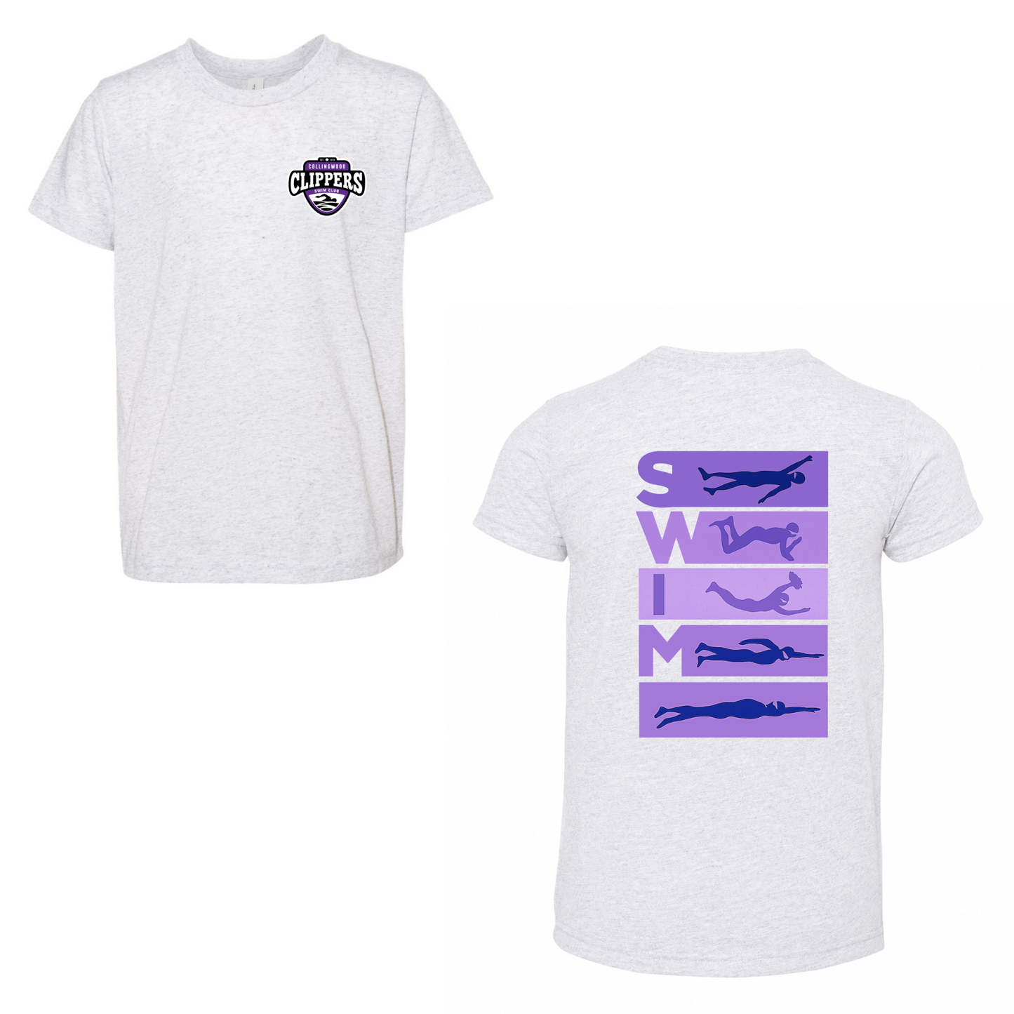 Collingwood Clippers Mini Logo / SWIM Silhouette Short Sleeve Shirt - White Fleck Triblend