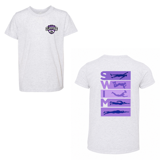 Collingwood Clippers Mini Logo / SWIM Silhouette Short Sleeve Shirt - White Fleck Triblend