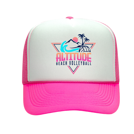 Altitude Beach Snapback Trucker Hat - Neon Pink / White