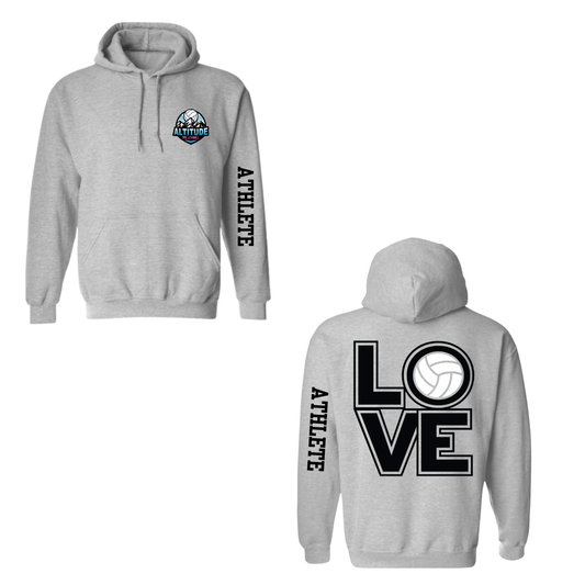Altitude Personalized Volleyball LOVE Hooded Sweatshirt - Grey (Youth & Adult)