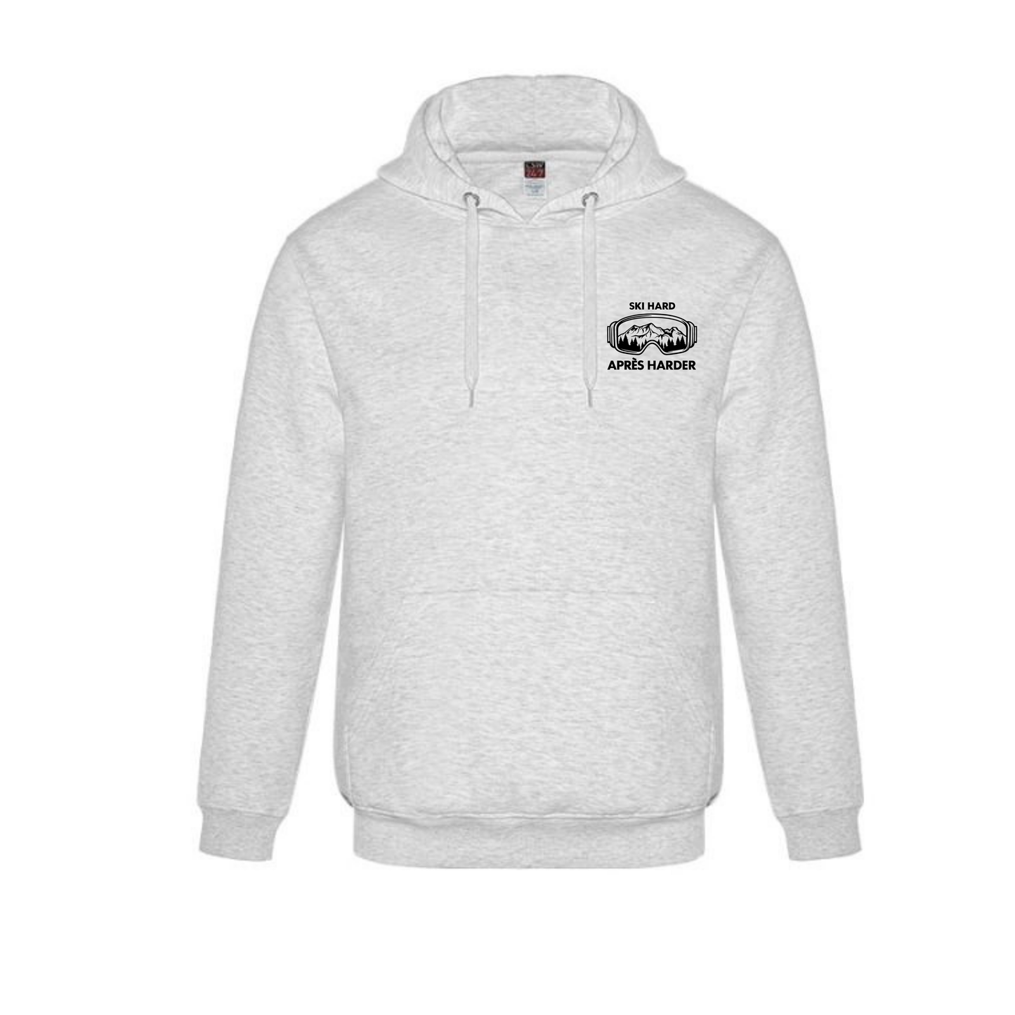 Ski Hard / Après Harder Adult Hooded Sweatshirt - Ash Grey