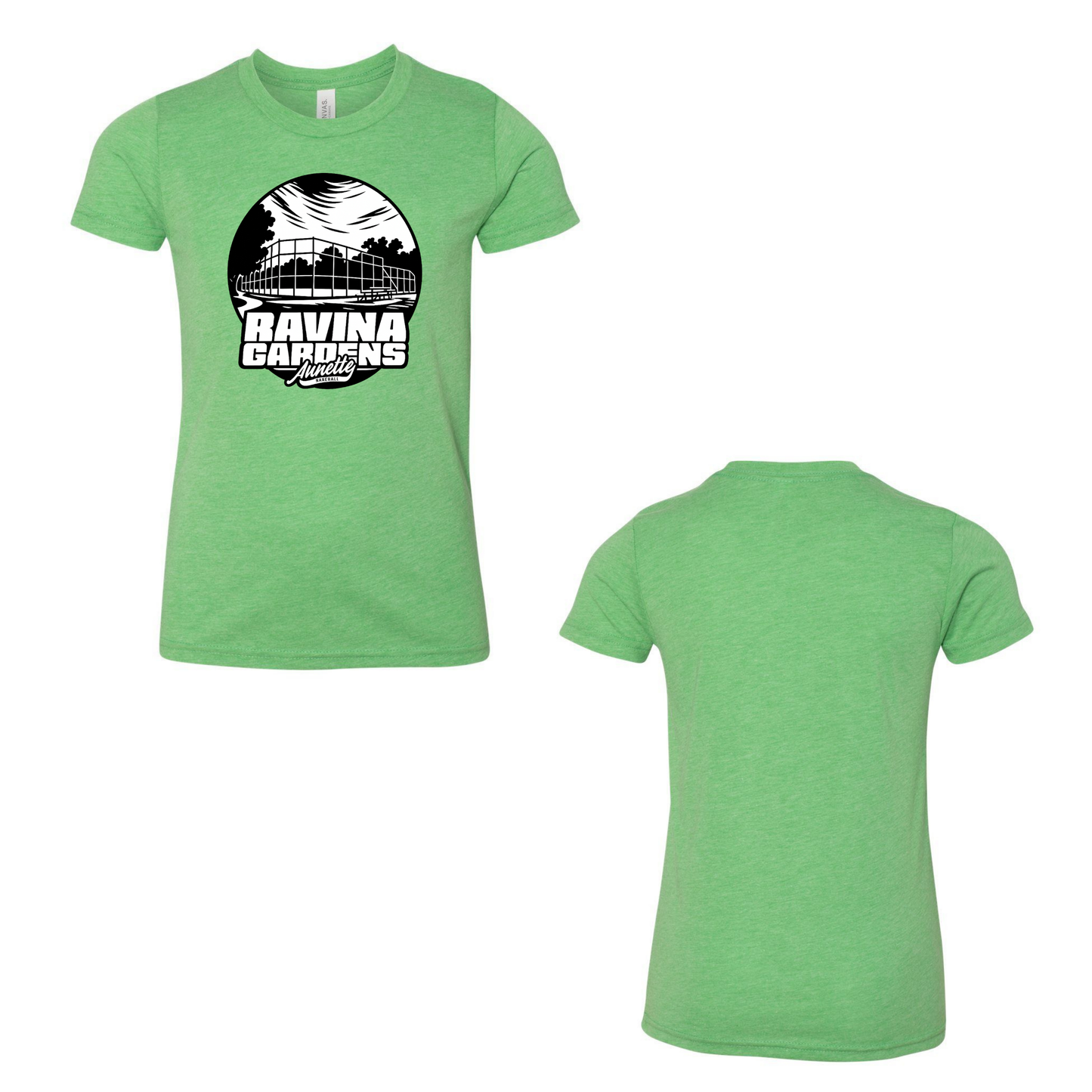 Annette Baseball Short Sleeve Shirt - Ravina Gardens Tee - Green Triblend