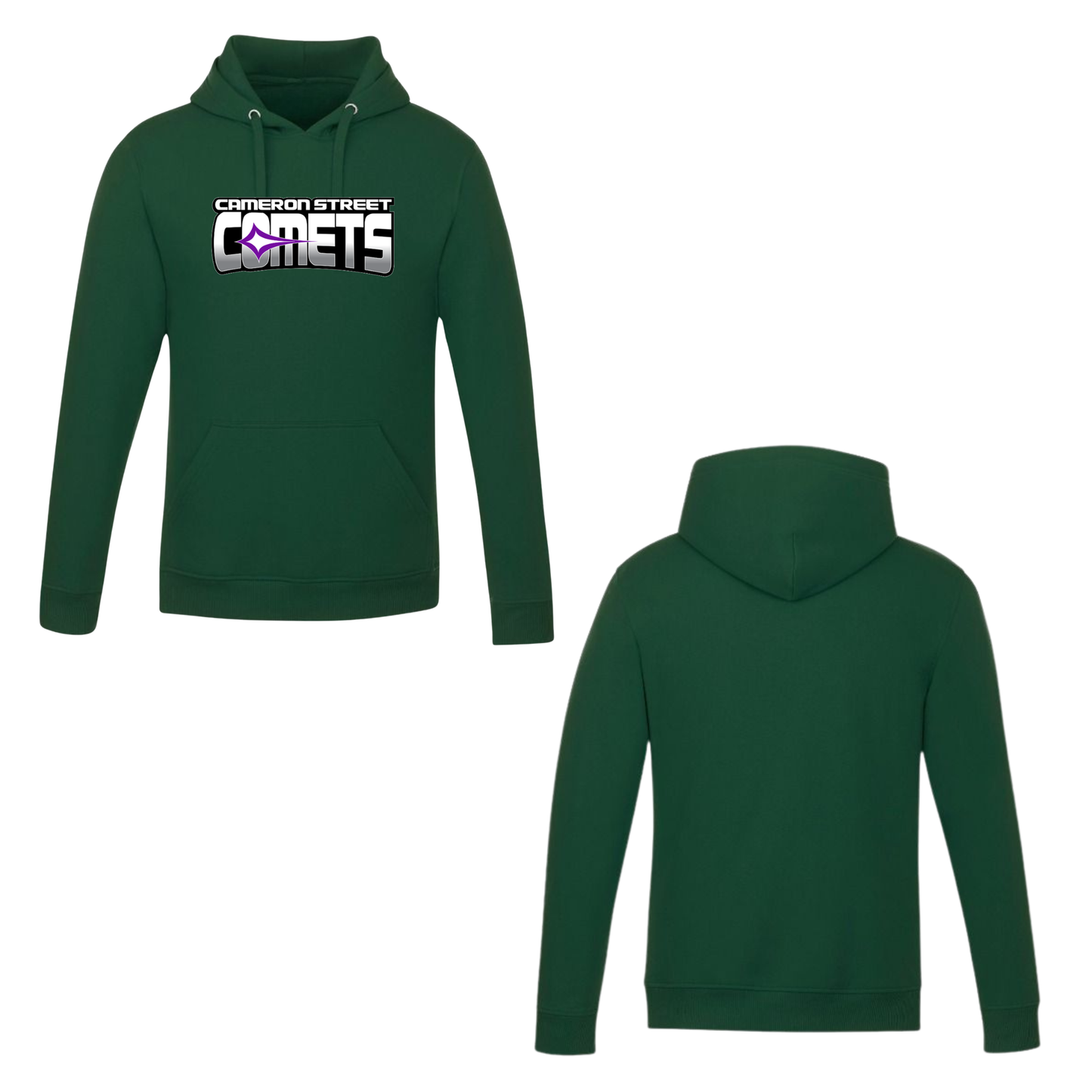 Cameron Street Comets Hooded Sweatshirt - Forest / Large Purple Logo