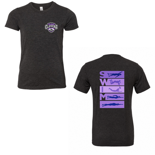 Collingwood Clippers Mini Logo / SWIM Silhouette Short Sleeve Shirt - Charcoal Black Triblend