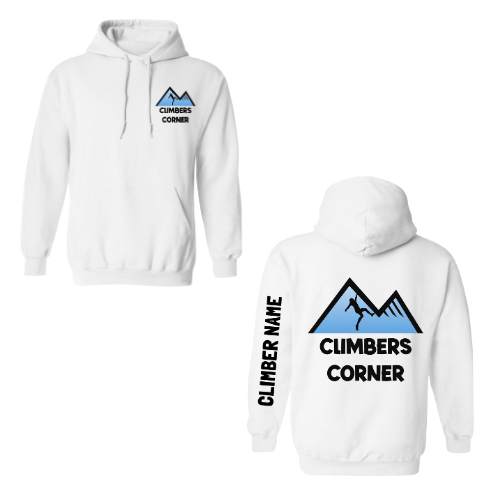 Climbers Corner Dual Logo Hooded Sweatshirt - White (Youth & Adult)