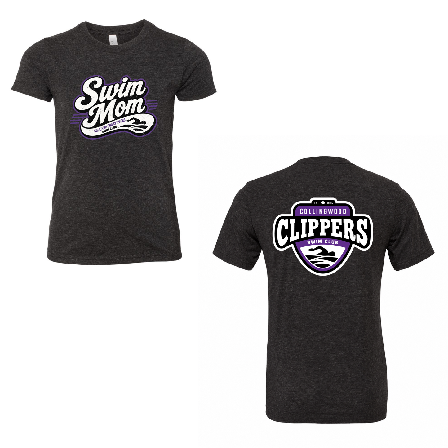 Collingwood Clippers Short Sleeve Shirt - Swim Mom - Charcoal Black Triblend