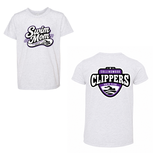Collingwood Clippers Short Sleeve Shirt - Swim Mom - White Fleck Triblend