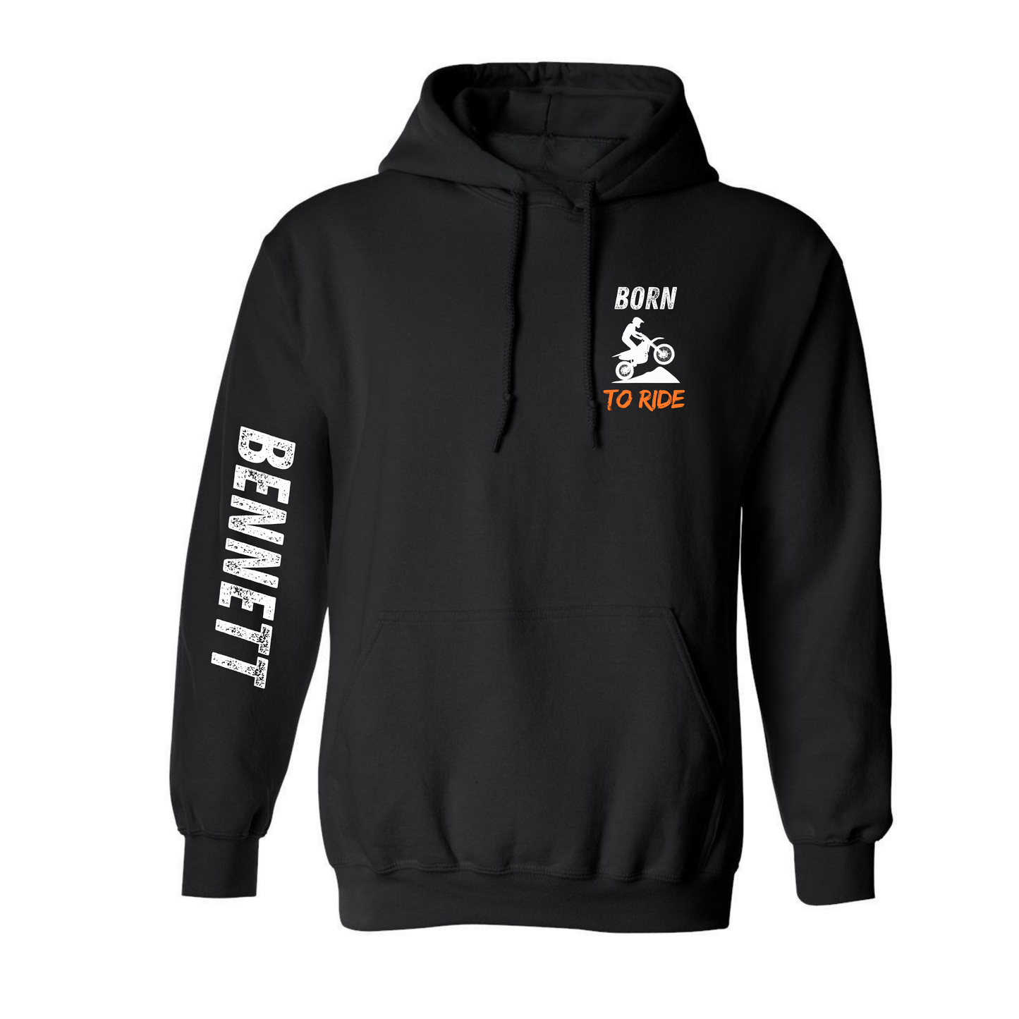 Youth Personalized Born to Ride Hooded Sweatshirt - Black